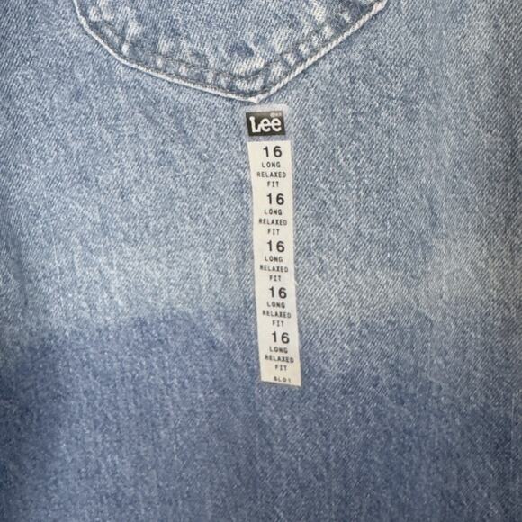 VTG 90s High Rise Mom Jeans Lee 16 Long Relaxed 32x35* Stonewash Retro Deadstock - Picture 13 of 16